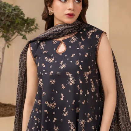 Zellbury Printed Lawn 3 Piece in Black Color WUS26X30826