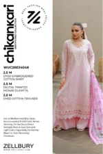 Embroidered Chikankari Cotton 3 Piece in Pink Color WUC26E34048