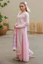 Embroidered Chikankari Cotton 3 Piece in Pink Color WUC26E34048