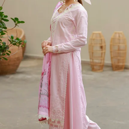 Embroidered Chikankari Cotton 3 Piece in Pink Color WUC26E34048