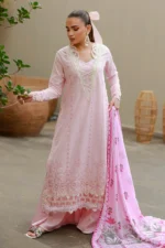 Embroidered Chikankari Cotton 3 Piece in Pink Color WUC26E34048