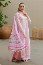 Embroidered Chikankari Cotton 3 Piece in Pink Color WUC26E34048