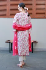 Embroidered Chikankari Cotton 3 Piece in Pink Color WUC26E34051