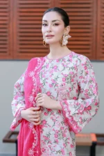 Embroidered Chikankari Cotton 3 Piece in Pink Color WUC26E34051