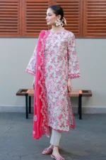 Embroidered Chikankari Cotton 3 Piece in Pink Color WUC26E34051