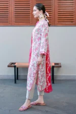 Embroidered Chikankari Cotton 3 Piece in Pink Color WUC26E34051