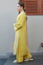 Embroidered Chikankari Cotton 3 Piece in Yellow Color WUC26E34056
