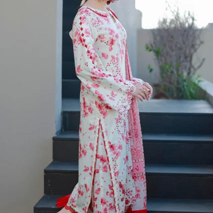 Embroidered Chikankari Cotton 3 Piece in Pink Color WUC26E34068