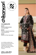 Embroidered Chikankari Cotton 3 Piece in Black Color WUS26E34076