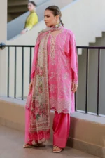 Embroidered Chikankari Cotton 3 Piece Pink Color WUC26E34053