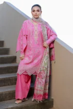 Embroidered Chikankari Cotton 3 Piece Pink Color WUC26E34053