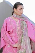Embroidered Chikankari Cotton 3 Piece Pink Color WUC26E34053