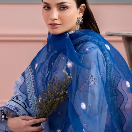 Embroidered Lawn 3 Piece in Blue Color WUS25E30618