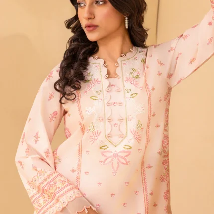 Embroidered Lawn 2 Piece Shirt Trouser in Light Pink Color WUS26E20674
