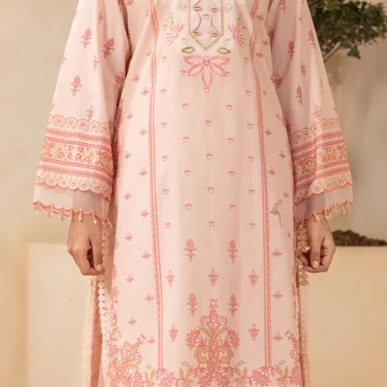 Embroidered Lawn 2 Piece Shirt Trouser in Light Pink Color WUS26E20674