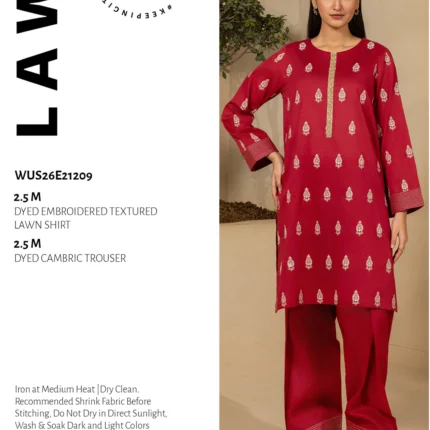 Embroidered Lawn 2 Piece in Red Color WUS26E21209