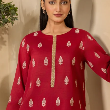 Embroidered Lawn 2 Piece in Red Color WUS26E21209