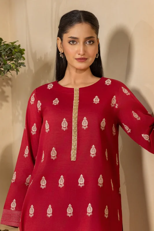 Embroidered Lawn 2 Piece in Red Color WUS26E21209