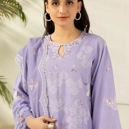 Embroidered Self Jaquard 3 Piece in Lilac Color WUS26E30516