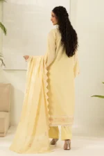 Embroidered Jaquard 3 Piece in Lemon Yellow Color WUS26E30518