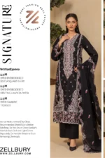 Embroidered Self Jaquard 3 Piece in Black Color WUS26E30660