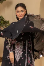 Embroidered Self Jaquard 3 Piece in Black Color WUS26E30660