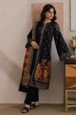 Printed Dupatta Shirt in Black Color WUS26X20522