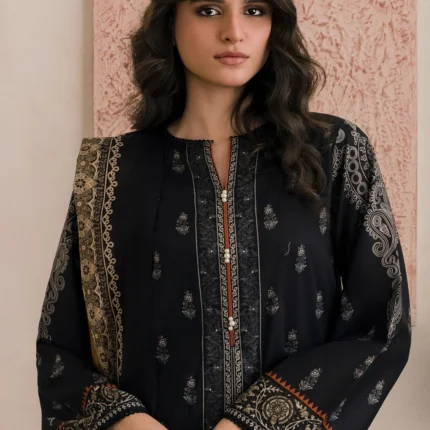 Printed Dupatta Shirt in Black Color WUS26X20522
