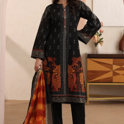 Printed Dupatta Shirt in Black Color WUS26X20522