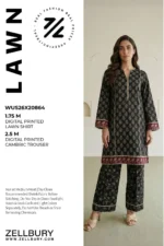 Printed Lawn 2 Piece Shirt Trouser in Black WUS26X20864