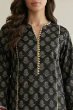 Printed Lawn 2 Piece Shirt Trouser in Black WUS26X20864