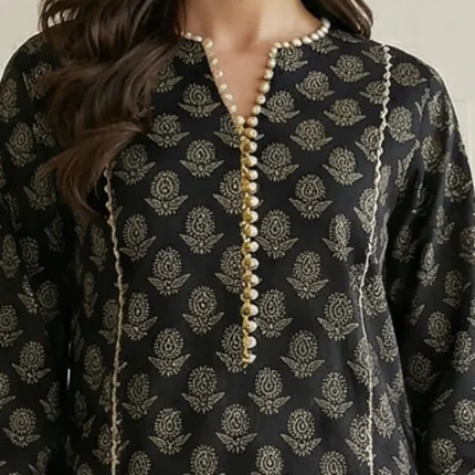 Printed Lawn 2 Piece Shirt Trouser in Black WUS26X20864