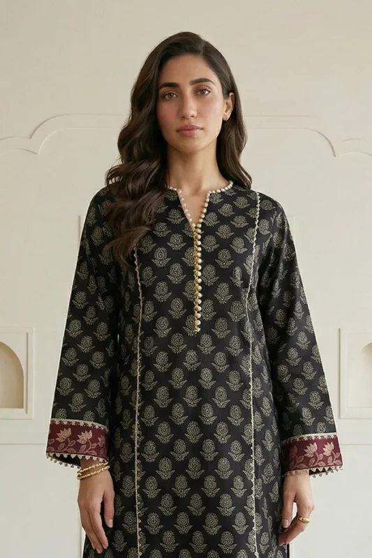 Printed Lawn 2 Piece Shirt Trouser in Black WUS26X20864