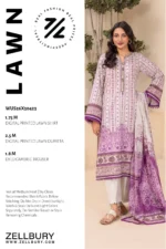 Printed Lawn 3 Piece in Light Grey Color