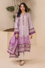 Printed Lawn 3 Piece in Light Grey Color
