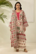 Printed Lawn 3 Piece in Beige Color WUS26X30489
