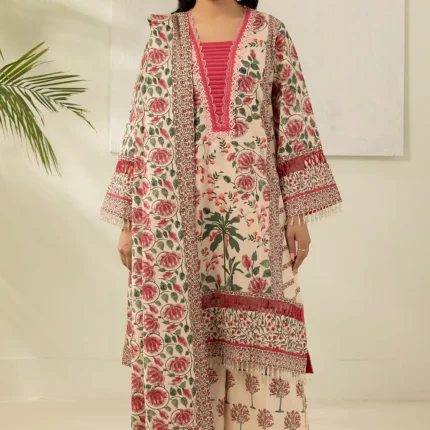 Printed Lawn 3 Piece in Beige Color WUS26X30489