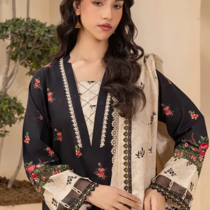 Printed Lawn 3 Piece in Black Color WUS26X30698
