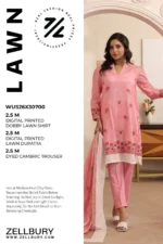 Printed Dobby Lawn 3 Piece in Pink Color WUS26X30700