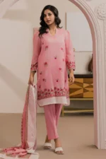 Printed Dobby Lawn 3 Piece in Pink Color WUS26X30700