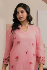 Printed Dobby Lawn 3 Piece in Pink Color WUS26X30700