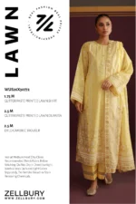 Paste Printed Lawn 3 Piece in Lemon Color WUS26X30772