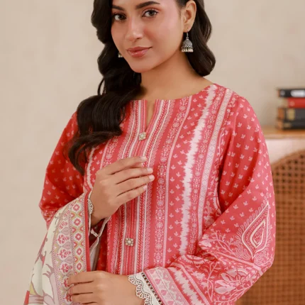 Printed Lawn 3 Piece in Red Color WUS26X30823