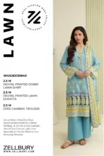 Printed Dobby Lawn 3 Piece in Sky Blue Color WUS26X30840
