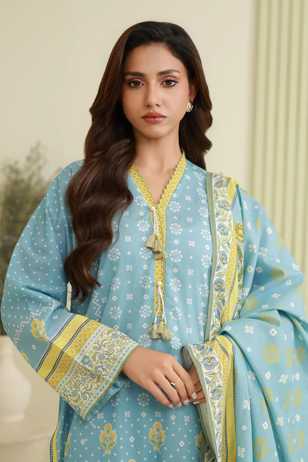 WUS26X30840_1 Printed Dobby Lawn 3 Piece in Sky Blue Color WUS26X30840