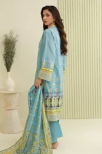 Printed Dobby Lawn 3 Piece in Sky Blue Color WUS26X30840