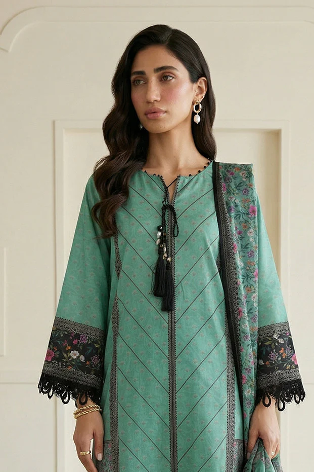 WUS26X30877_1_e4244cf2-407d-47bd-8664-c963108b7c35 Printed Lawn 3 Piece in Green Color WUS26X30877