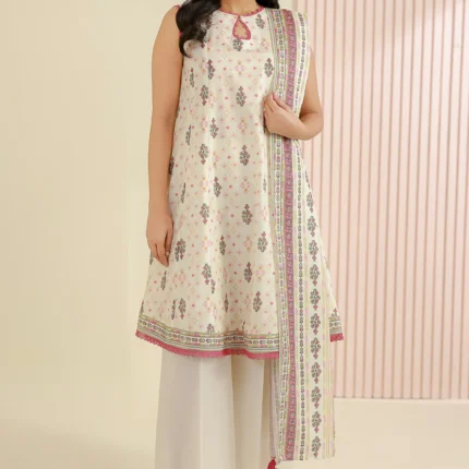 Printed Lawn 3 Piece in Off White Color WUS26X30945