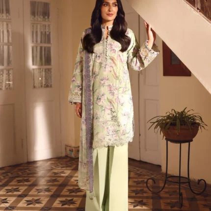 Ayeza Khan Embroidered Lawn 3 Piece in Light Green Color Andaaz