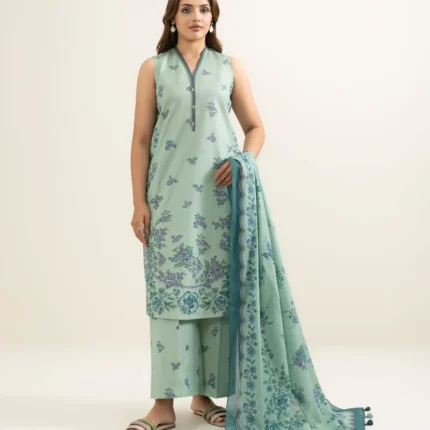 Printed Lawn 3 Piece in Sage Green Color